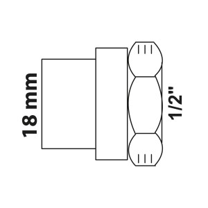 Kirchhoff Übergangsmuffe, 18 mm x 18,7 mm (1/2 IG), blank, für Lötfittings.