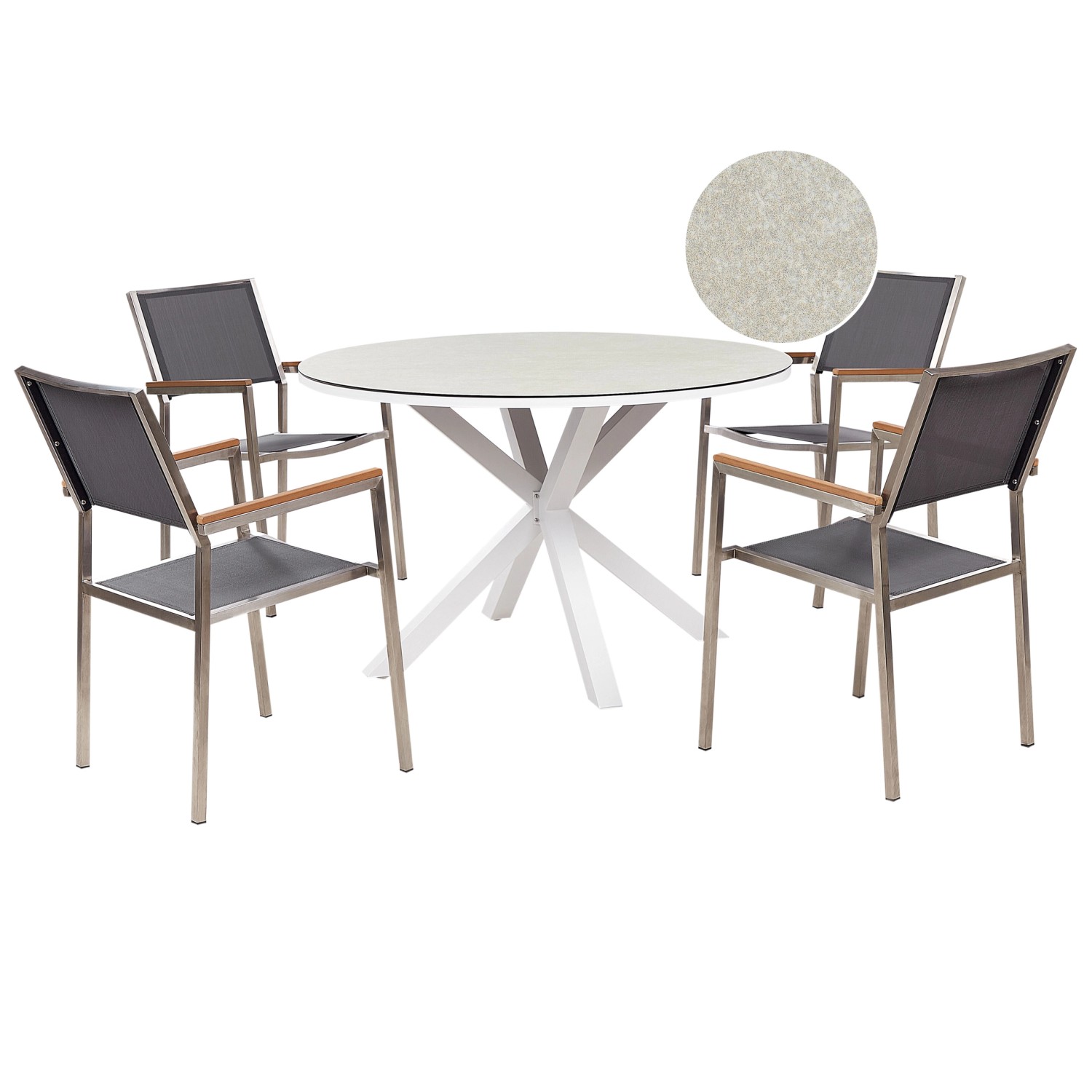 Beliani Gartentisch Set MALETTO/GROSSETO Taupe günstig online kaufen