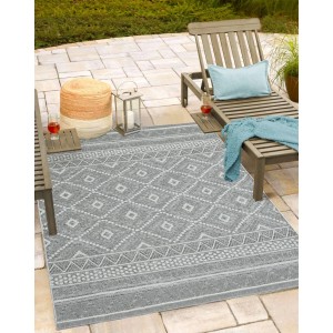 Floornovo Indoor & Outdoor Teppich Nr. 90 Grau Gemustert 220 x 160 cm