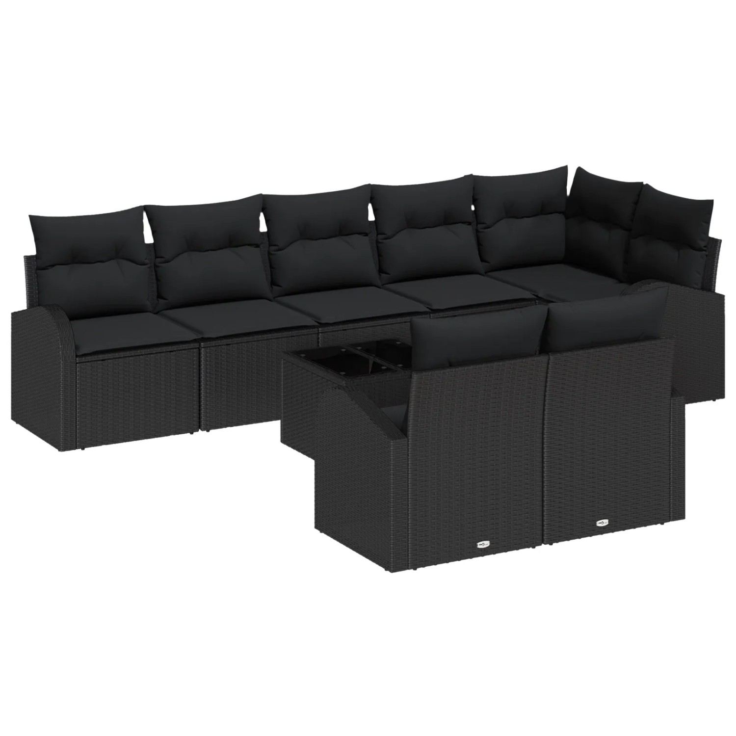 vidaXL Garten-Sofa-Set mit Kissen 9-Tlg Schwarz Poly Rattan 3354772