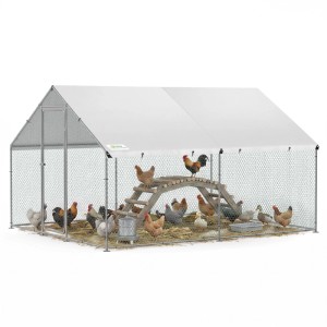 Sekey Hühnerstall Freilaufgehege XXL Stahl Hühnergehege Voliere 4x3x2m Kleintiergehege Winterfest für Hühner Enten Gänse Wachteln