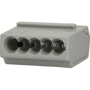 Graue 5-polige Dosenklemme für Elektroinstallation, 100 Stück im Set.