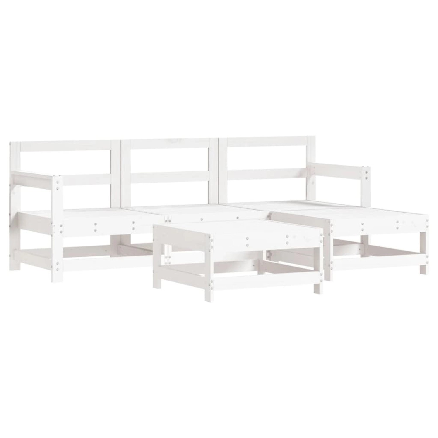 vidaXL 5-Tlg Garten-Lounge-Set Weiß Massivholz Kiefer 3186187 günstig online kaufen