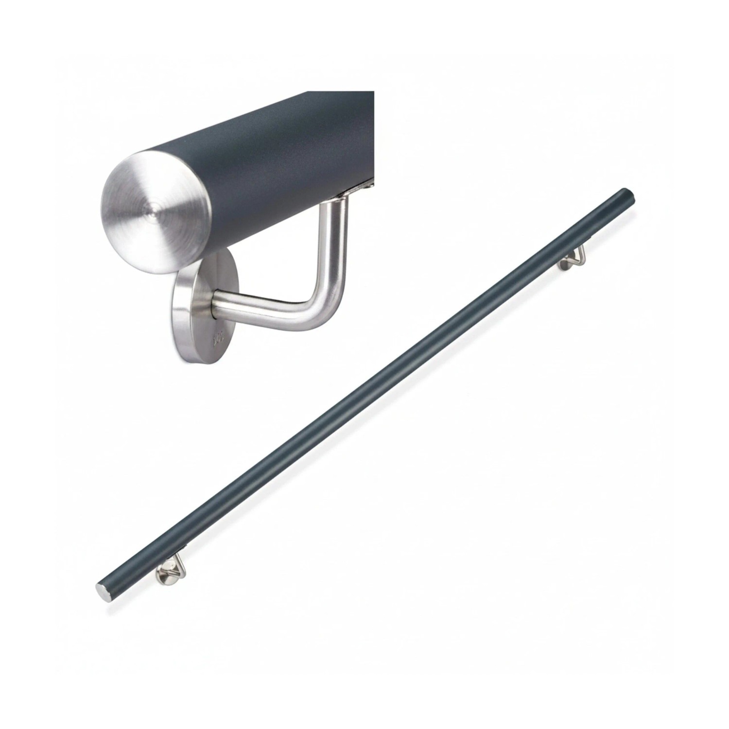 Relaxdays Handlauf Aluminium Anthrazit Mit Wandhalterung 100 cm