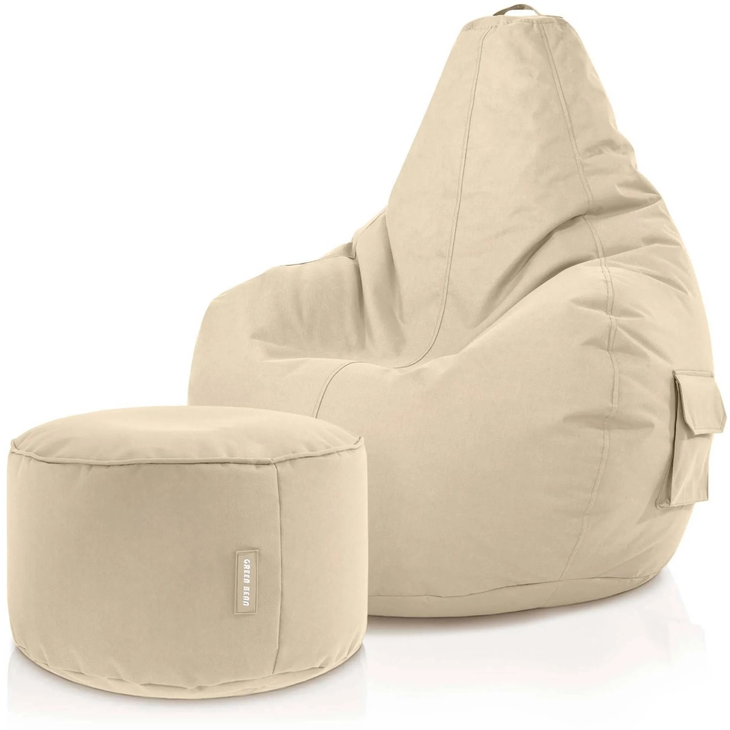 Green Bean Sitzhocker 2er Set Cozy + Stay 70 x 80 x 90 cm Wetterfest Beige