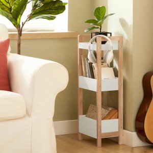 SoBuy Badregal FRG226-WN, weißes Standregal aus Holz mit drei Ablagen für Bad, Küche oder Büro.