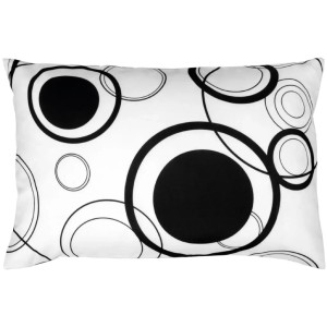 Arsvita Kissenhülle Malisa 30x50 cm, weiß mit schwarzen Kreisen, Dekokissen für Sofa und Bett.