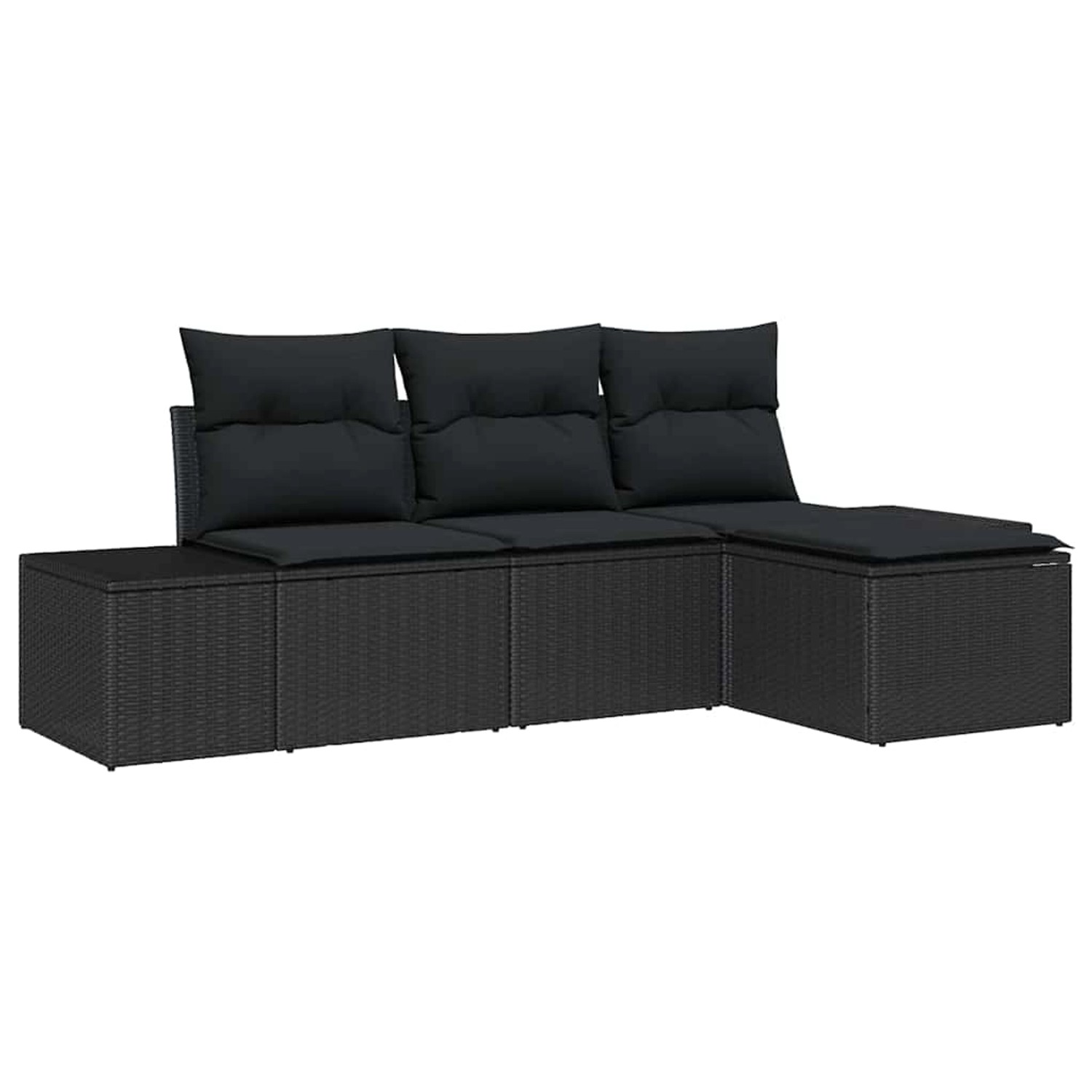 vidaXL Garten-Sofa-Set 4-Tlg Schwarz Poly Rattan 3347013 günstig online kaufen