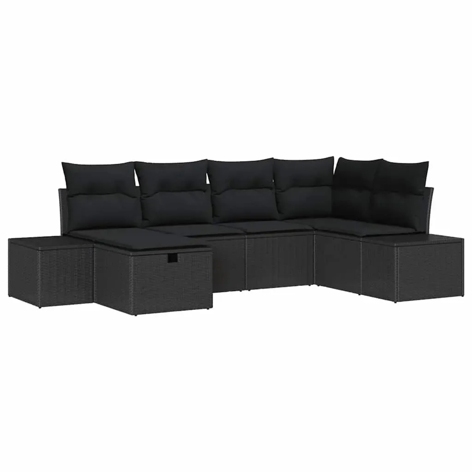 vidaXL 6-Teiliges Garten-Sofa-Set mit Kissen Schwarzes Poly Rattan 3359382
