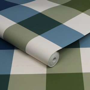 Joules Vliestapete Jumbo Gingham Garden Greens Grün mit Karo-Muster auf Rolle.