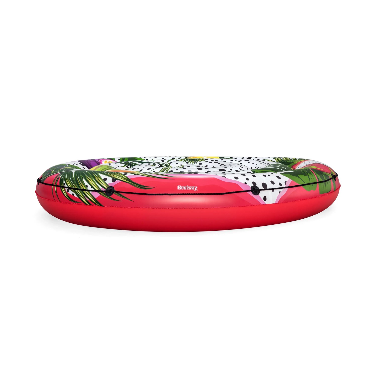 Bestway Badeinsel Fruits of Paradise, Ø 188 cm, rote Wasser Lounge mit tropischem Fruchtmuster.