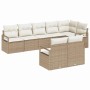 Beiges 8-teiliges Garten-Sofa-Set aus Poly Rattan von vidaXL für Terrasse und Garten.