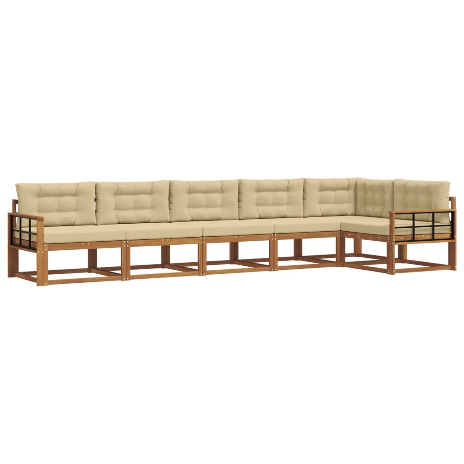 vidaXL Outdoor-Sofagarnitur mit Kissen 6-Tlg Natur und Beige 3367661