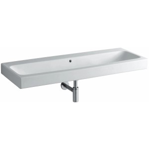 Weißes Geberit iCon Einbauwaschbecken, 120 cm breit, mit KeraTect Beschichtung.