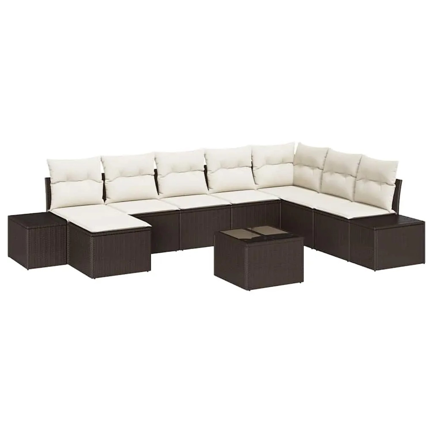 vidaXL Gartensofa-set mit Kissen 9-Tlg Braun Poly-Rattan 3347188 günstig online kaufen