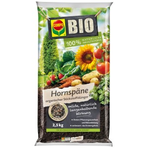 Compo Bio Hornspäne 2,5 kg: Organischer Dünger für gesundes Pflanzenwachstum und reiche Ernte.