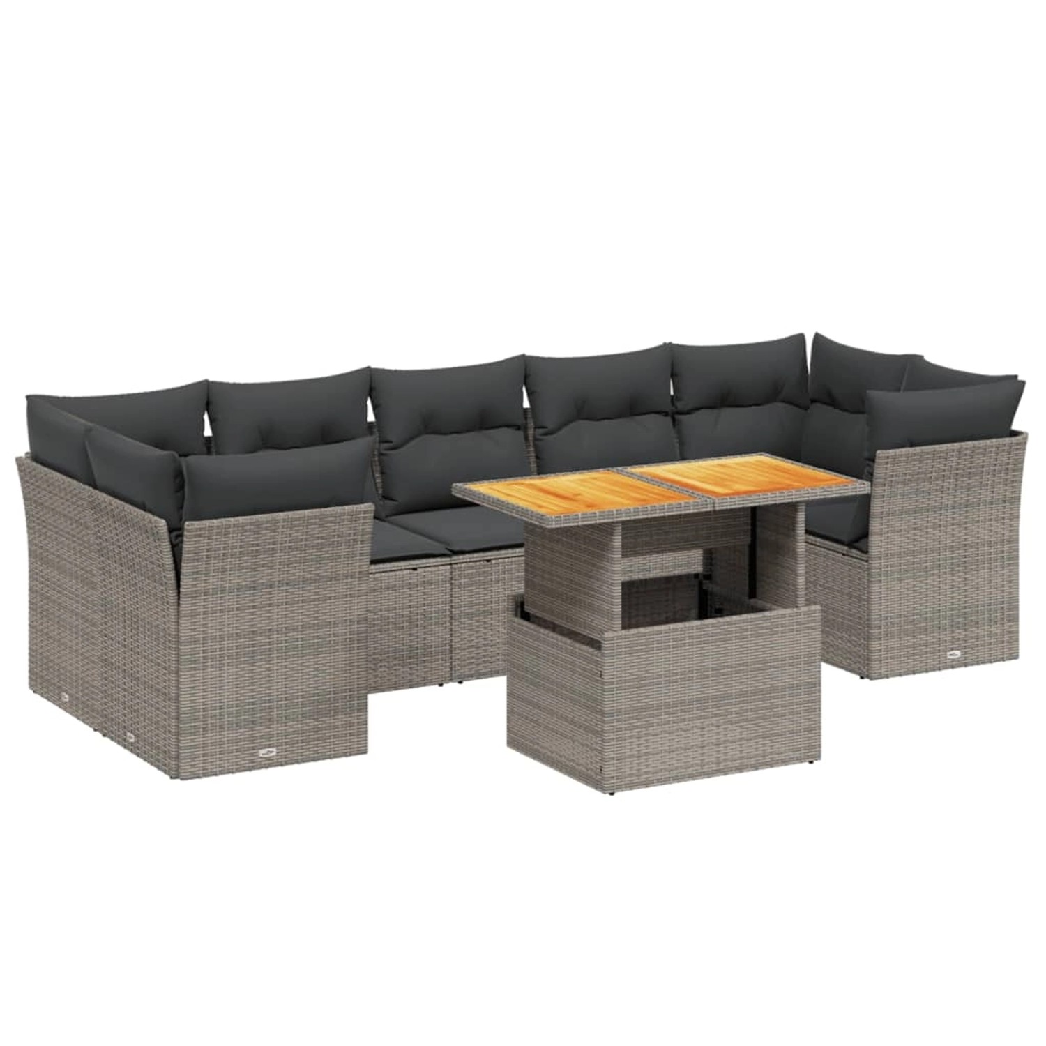 vidaXL 8-Tlg Garten-Sofagarnitur mit Kissen Grau Poly Rattan 3270703 günstig online kaufen