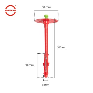 Protektor Dämmstoffdübel, 8x160mm, mit Stahlnagel für WDVS-Systeme zur sicheren Fassadendämmung.