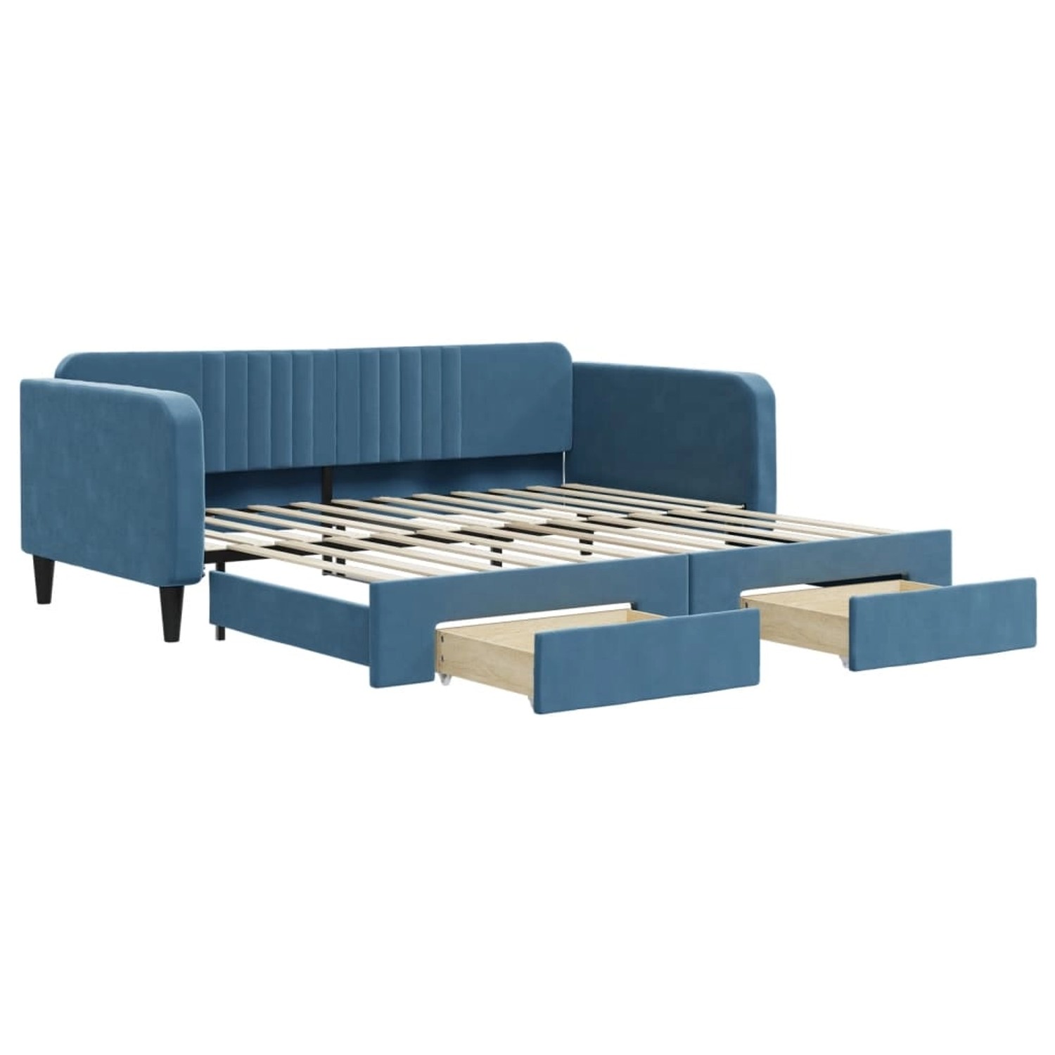 vidaXL Tagesbett Ausziehbar mit Schubladen Blau 100x200 cm Samt1909280 günstig online kaufen