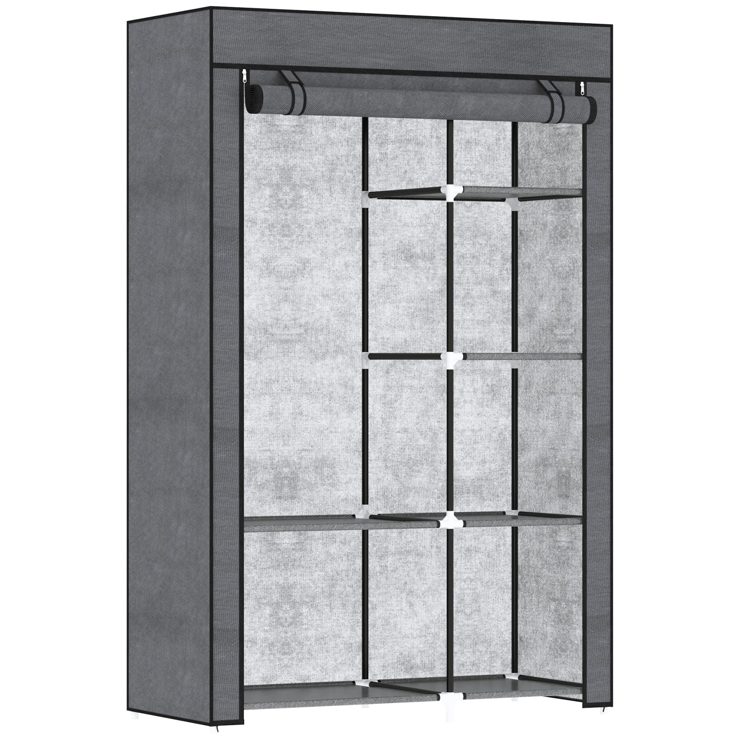 HOMCOM Stoffschrank Stahl Vliesstoff 103L x 43B x 162,5H cm Dunkelgrau