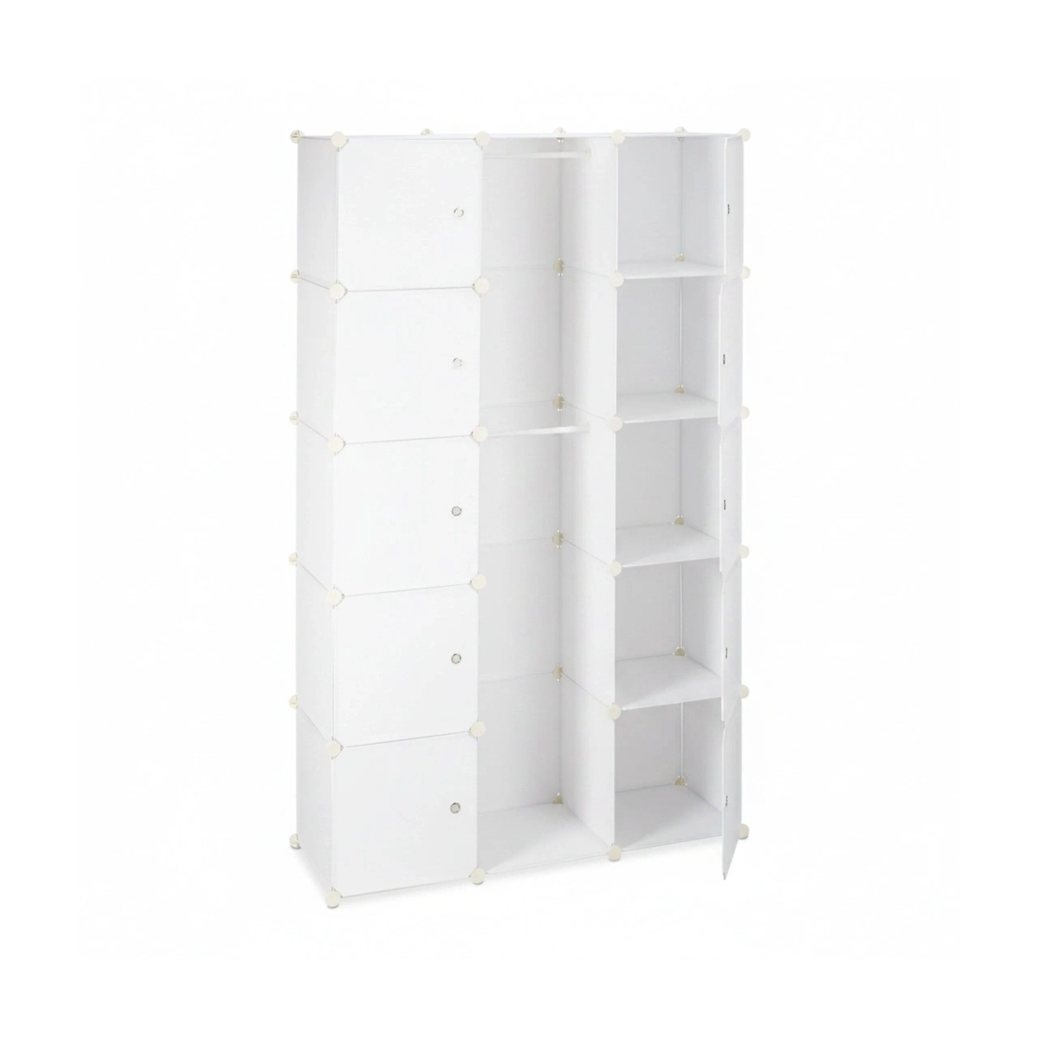 Relaxdays Regalsystem Kleiderschrank Kunststoff Metall Weiß Erweiterbar 181 cm x 110 cm x 37 cm