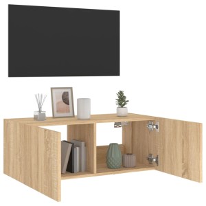 VidaXL TV-Wandschrank Sonoma-Eiche, offene Fächer und Türen. Wohnwand-Element.