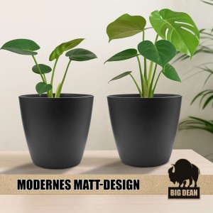 BigDean 4er Set Graphit Übertöpfe 24 cm, moderne Pflanztöpfe für Innen und Außen.
