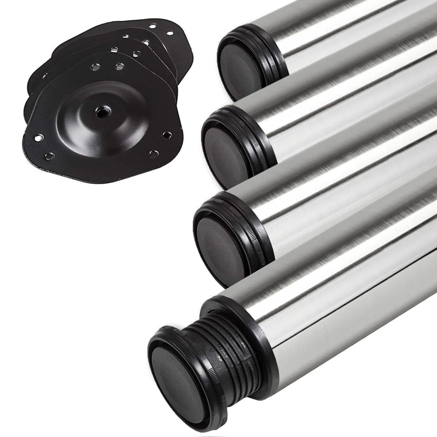 SOTECH 4 Stück Tischbeine Höhe 820 mm Ø76 mm Ø80 mm Echt Edelstahl Gebürstet