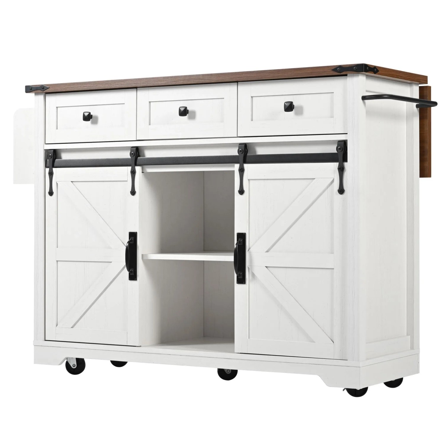okwish Kücheninsel mit Ausziehbarer Platte Küche 140 x 73 x 94 cm Weiß