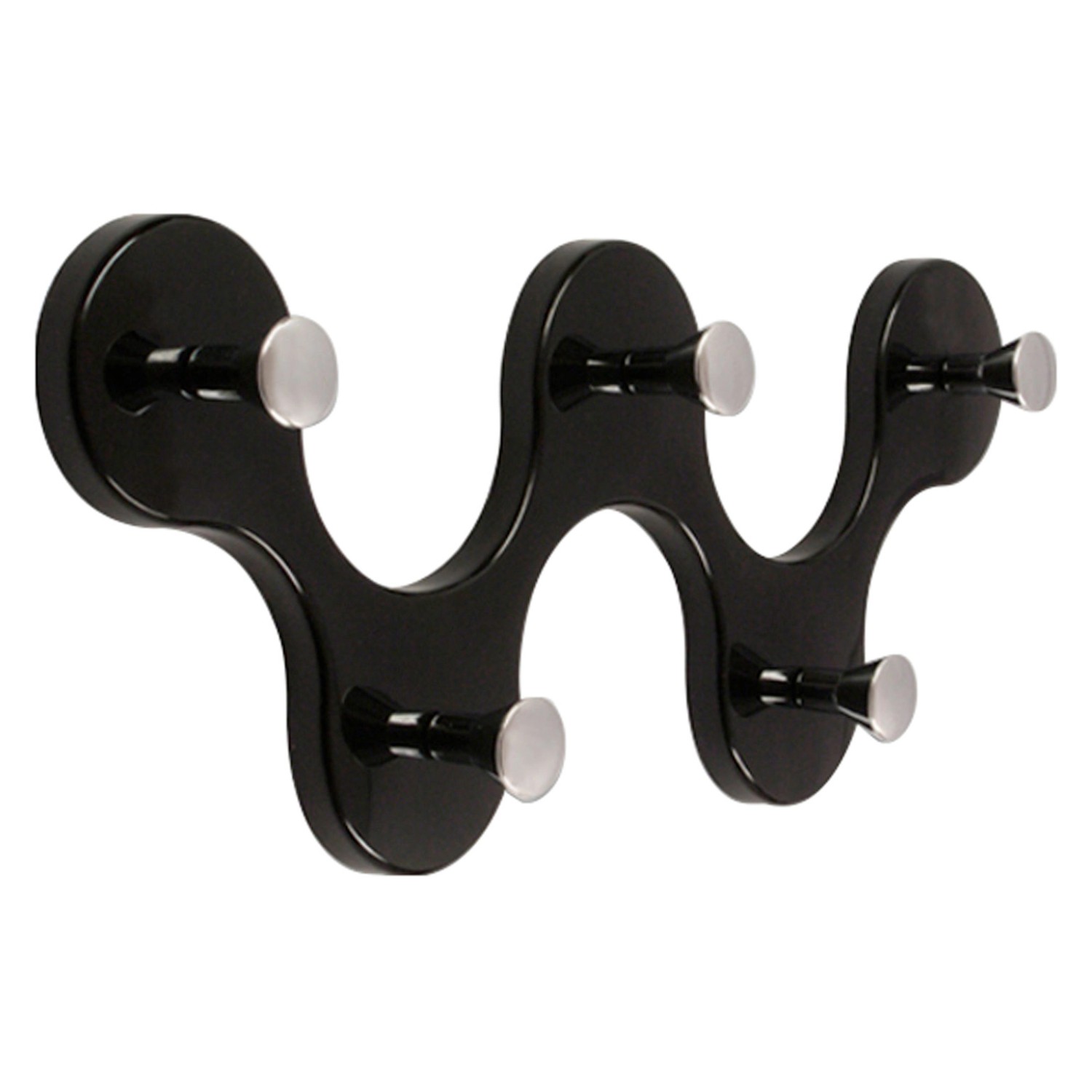 Schwarze Siro Hakenleiste mit 5 Chrom Haken, 248mm lang.