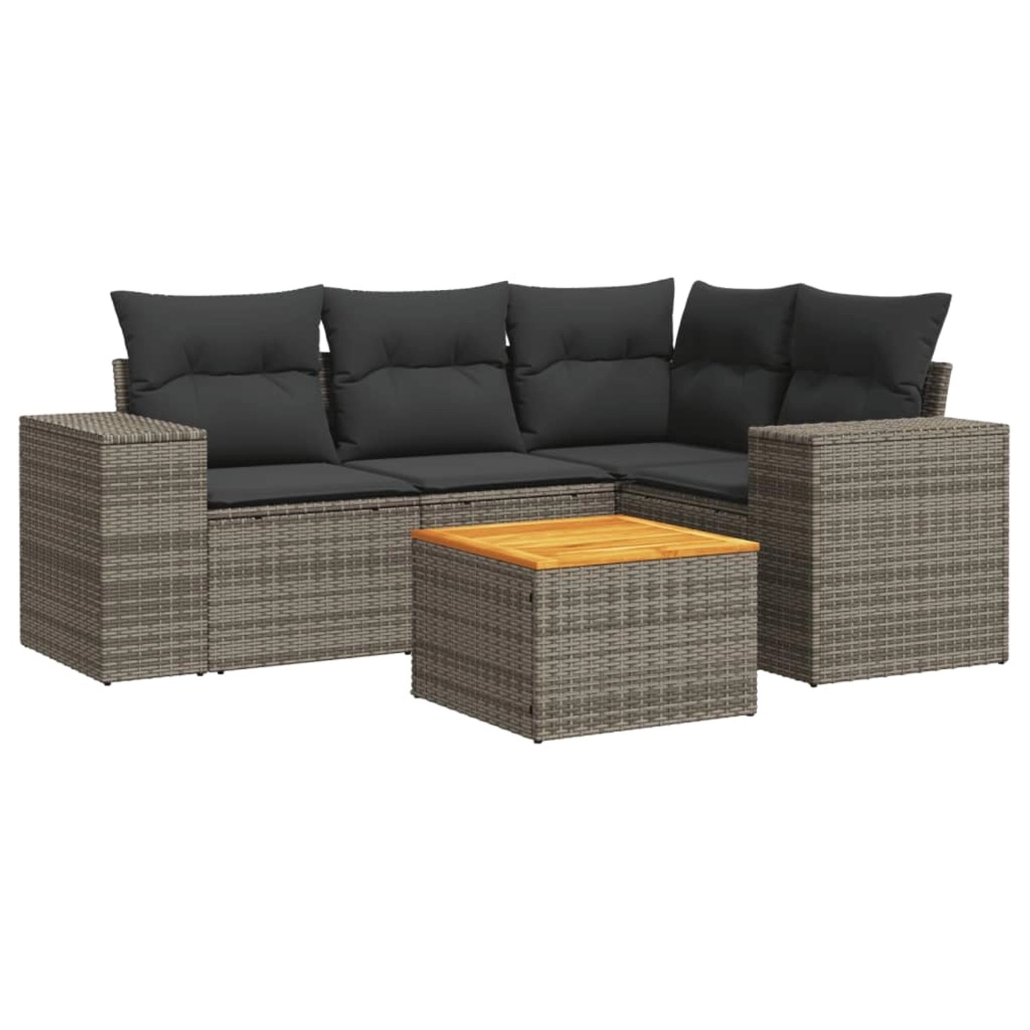 vidaXL 5-Tlg Garten-Sofagarnitur mit Kissen Grau Poly Rattan 3257761
