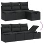 Schwarze 8-tlg. vidaXL Garten-Sofagarnitur aus Polyrattan mit Kissen und Stauraum.
