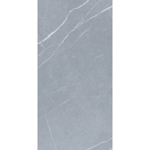 Graue, matte 60x120 cm Feinsteinzeug Bodenfliese mit Steinoptik und weißen Adern.