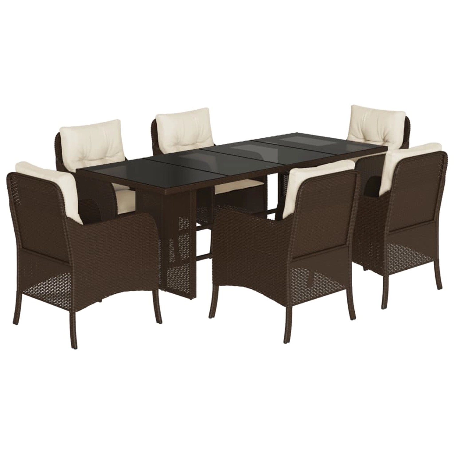 vidaXL 7-Tlg Garten-Essgruppe mit Kissen Braun Poly Rattan 3211882 günstig online kaufen