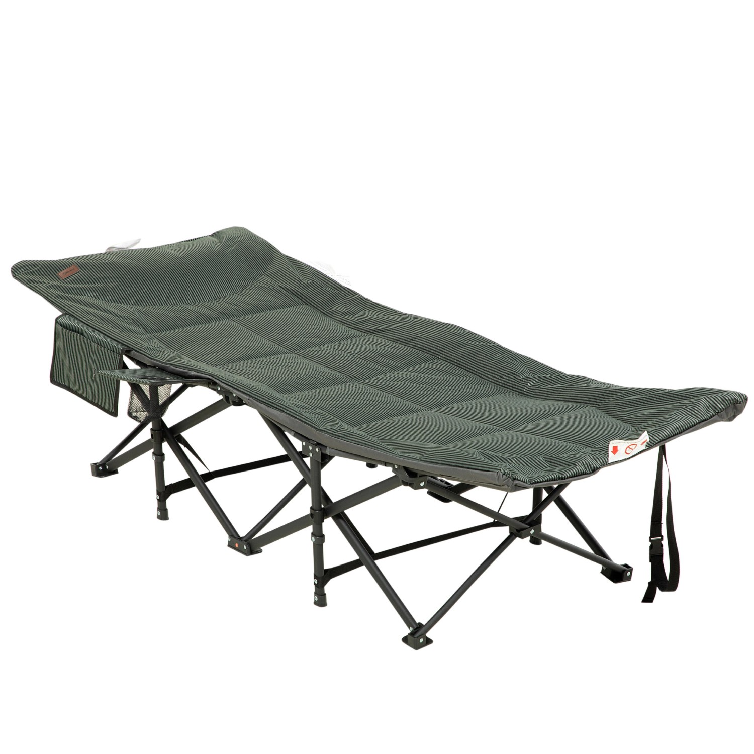 Outsunny Feldbett Campingbett Campingliege Klappbett mit Becherhalter Grau