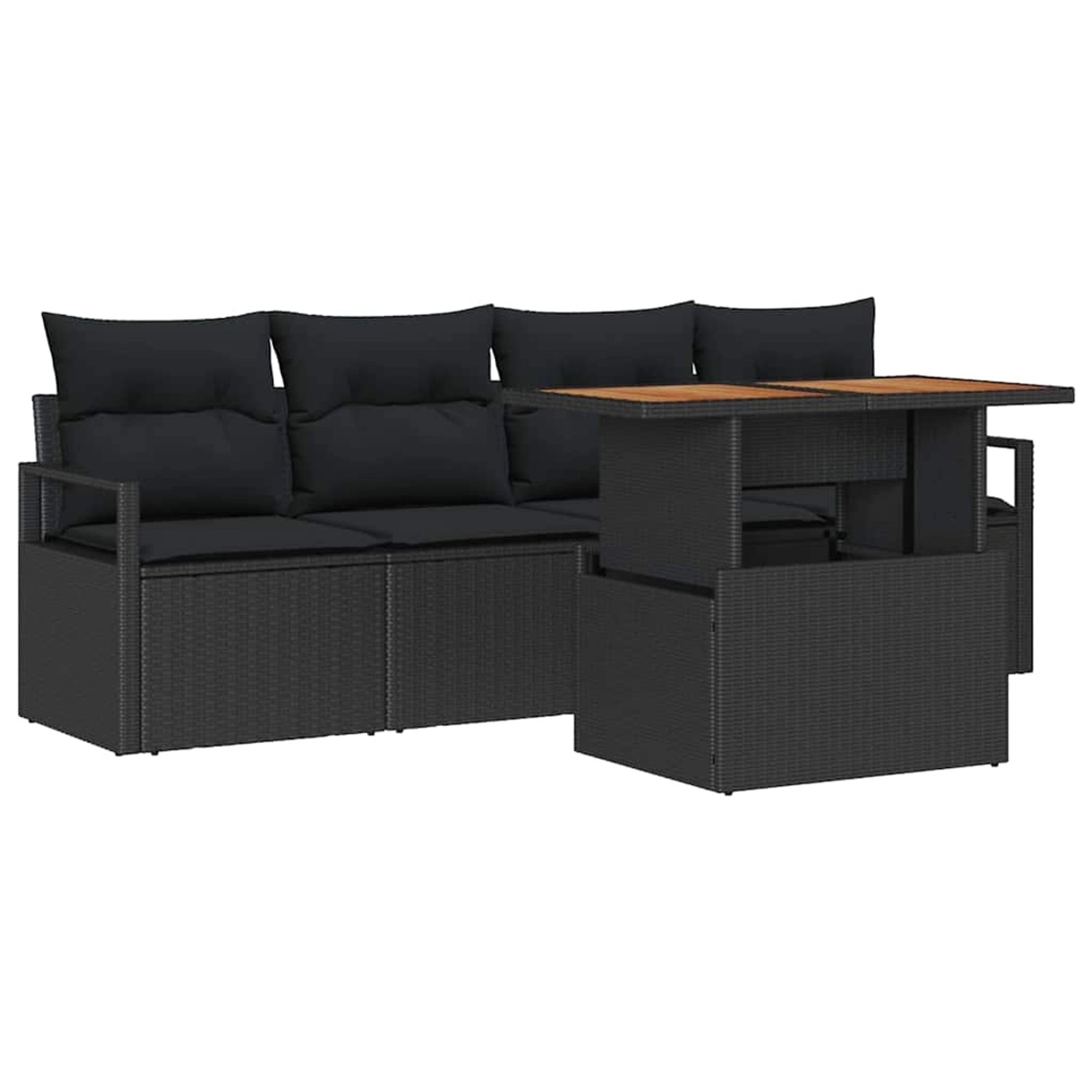 vidaXL Garten-Sofa-Set mit Speicher 5-Tlg Schwarz Poly Rattan 3358382 günstig online kaufen