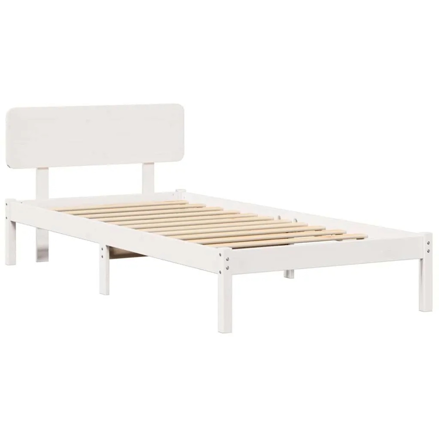 vidaXL Bettrahmen mit Kopfteil Weiß 90 x 200 cm Massives Kiefernholz 872123