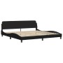Schwarzes vidaXL Bett mit Matratze, 200x200 cm, Kunstleder, Lattenrost und Kopfteil.