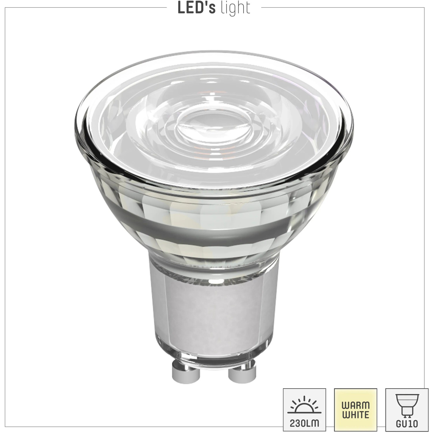 GU10 LED Spot MR16, 3W, warmweißes Licht für Wohnräume.