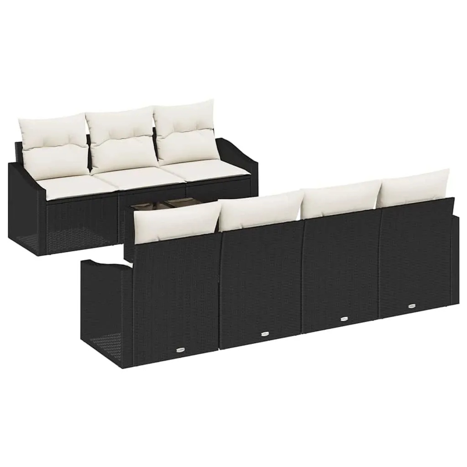 vidaXL Sofa Set mit Kissen 8-Tlg Schwarz und Creme Poly-Rattan 3346627 günstig online kaufen