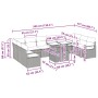 vidaXL Garten-Sofa-Set, 11-teilig, schwarz, Poly Rattan, mit Maßangaben für Abmessungen.