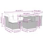 Schwarze 7-tlg. vidaXL Garten-Sofagarnitur aus Polyrattan mit Kissen, Maße siehe Detailzeichnung.