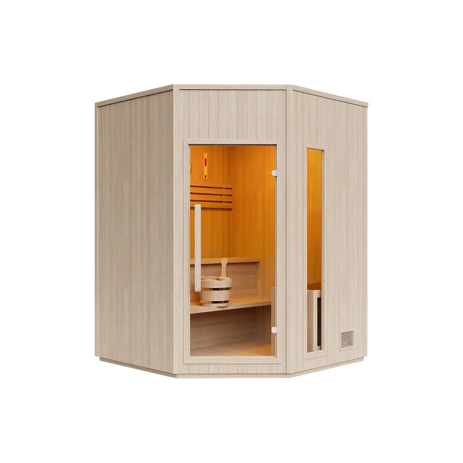 Vente-unique Finnische Sauna Kotka Naturfarben Hell 180 cm