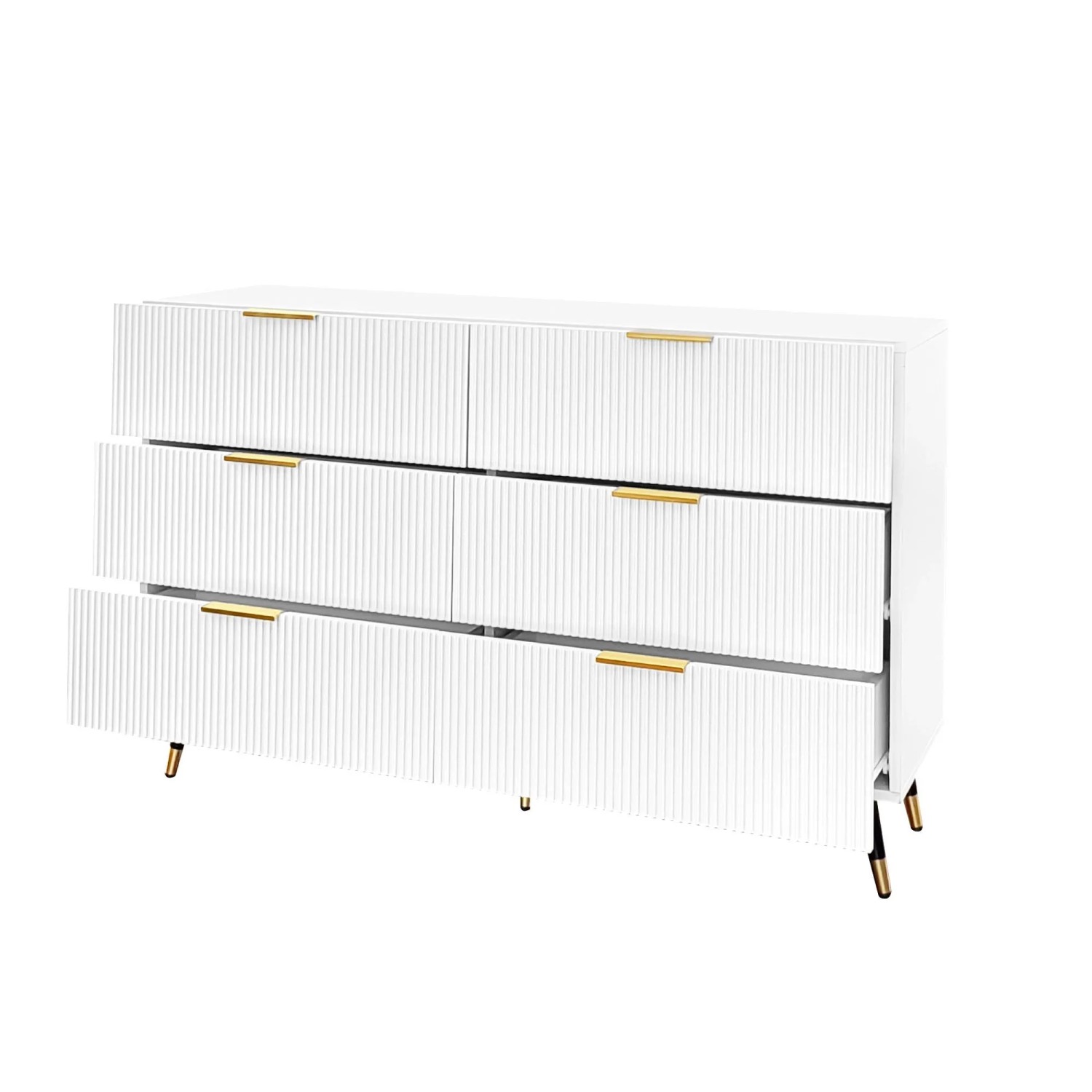 okwish Sideboard mit Schubladen Stauraum Wohnzimmer Elegant Modern 120x77x40cm Weiß