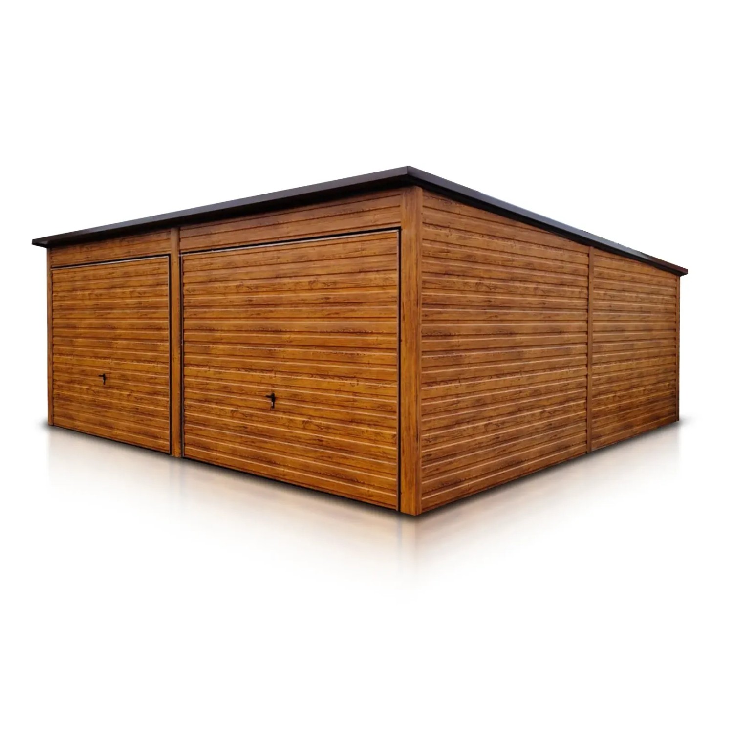 Liderstal Doppelgarage Basic aus Blech 600 x 600 cm Pultdach Schwingtor Holzoptik