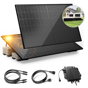 Solakon Balkonkraftwerk 1000W Solaranlage mit Gartenhalterung Steckerfertig Komplettset Photovoltaik 800W Kabellänge 10m