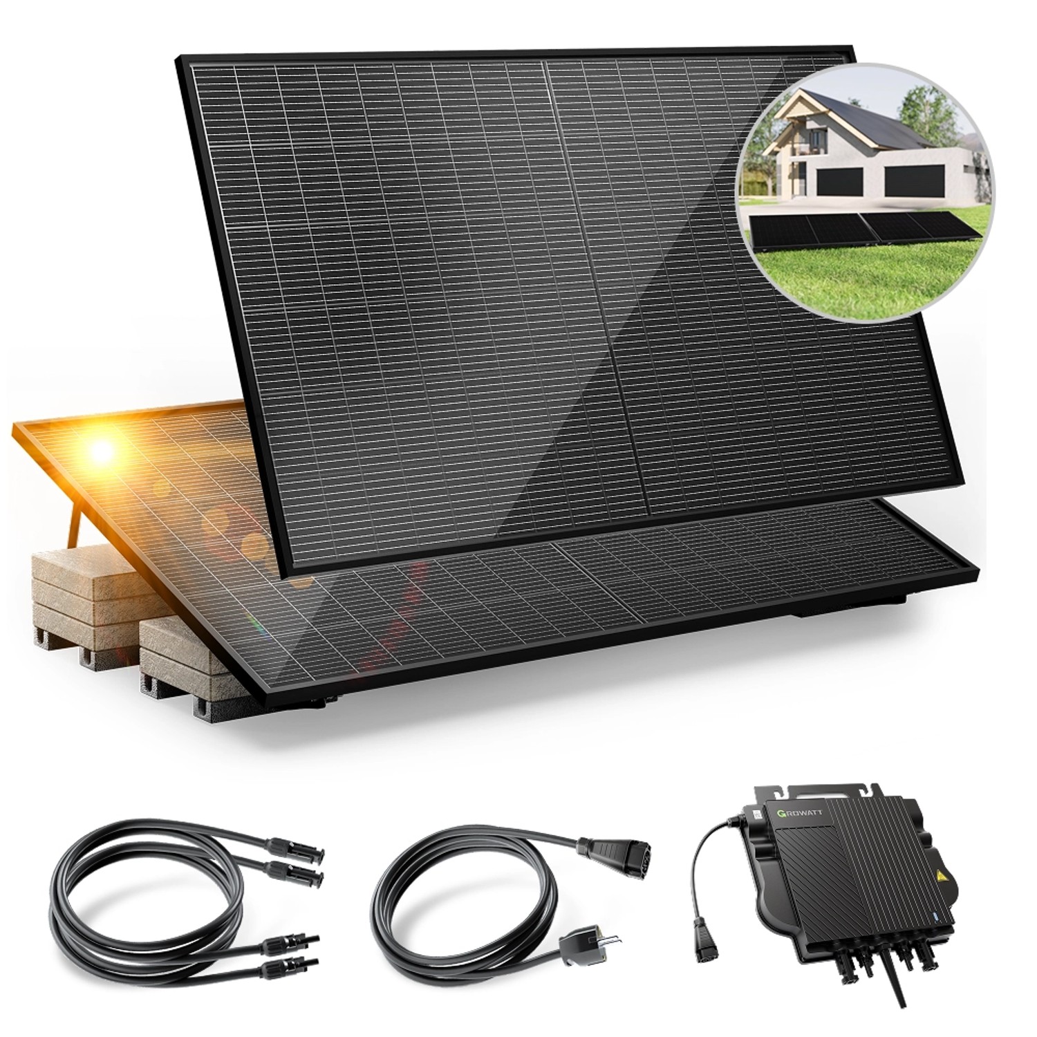 Solakon Balkonkraftwerk 1000W Solaranlage mit Gartenhalterung Steckerfertig günstig online kaufen