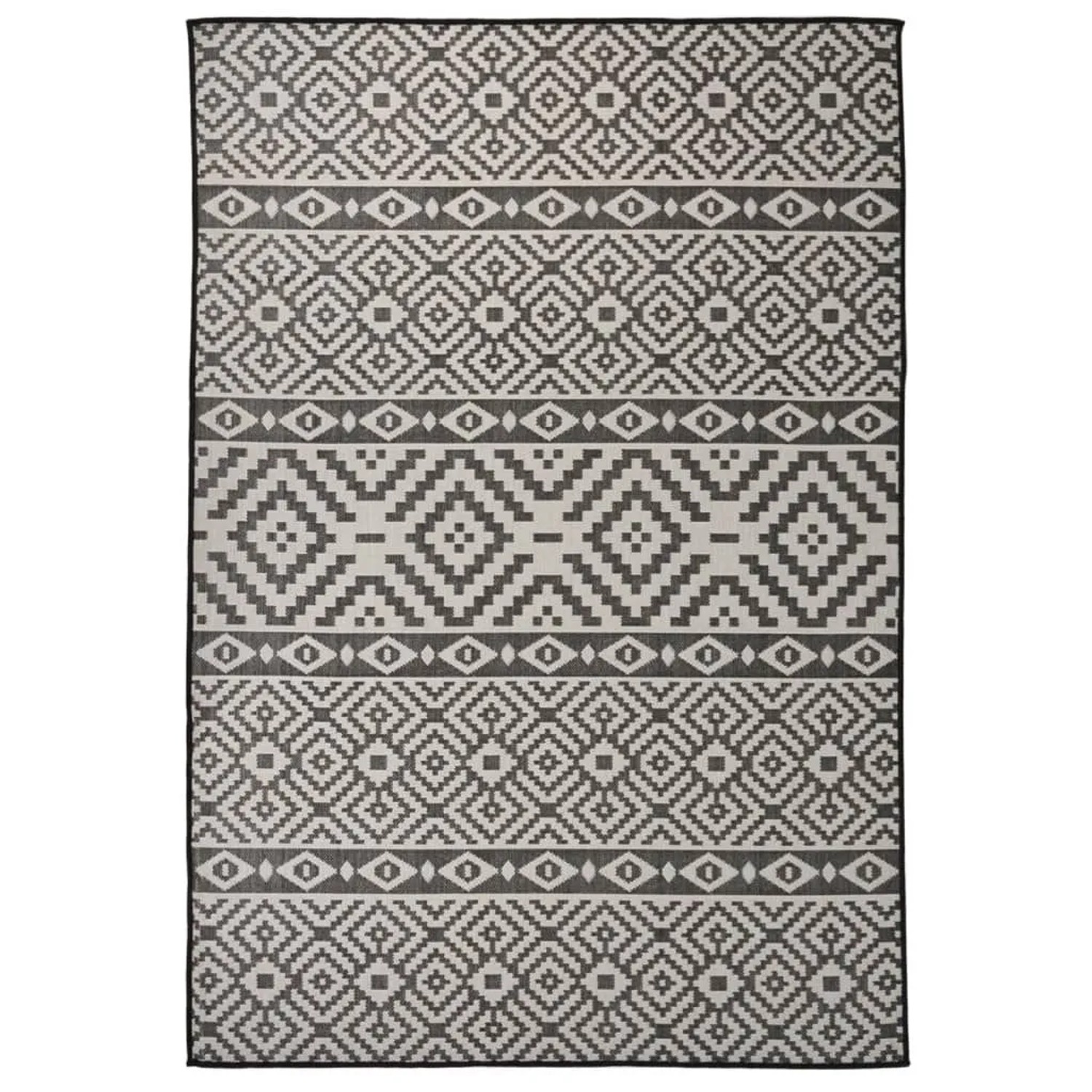 vidaXL Outdoor-Teppich Flachgewebe 160x230 cm Schwarz Gestreift 340853 günstig online kaufen