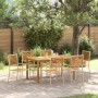 Beige 7-tlg. vidaXL Garten Essgruppe aus Poly Rattan. Gartentisch mit 6 Stühlen auf Terrasse.