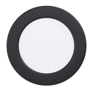 Moderne runde EGLO LED Einbauleuchte schwarz, IP44, mit CCT-Technologie für flexible Lichtfarbe, Ø11cm.